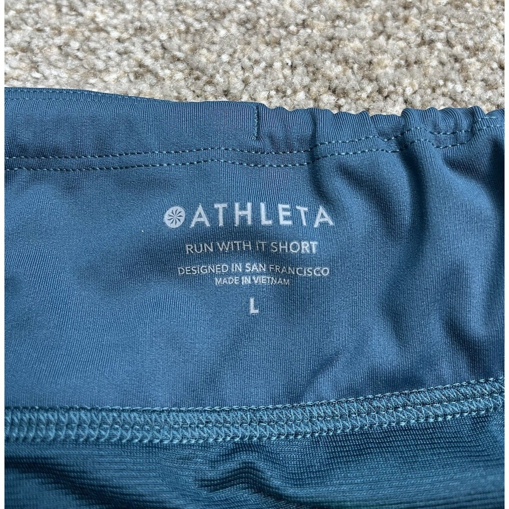 Athleta Women's Large Athletic Shorts Running Run With It With Zipper Blue - Picture 2 of 7